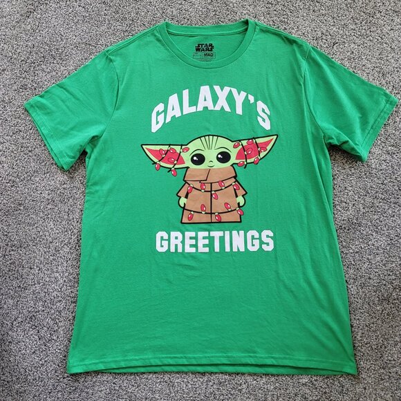 Star Wars Green Galaxy's Greetings Men's XL - Picture 1 of 7